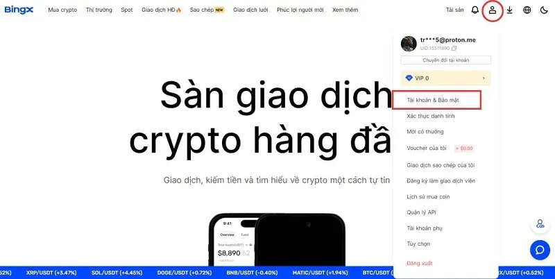 Hướng dẫn cài đặt bảo mật khi mở tài khoản sàn BingX