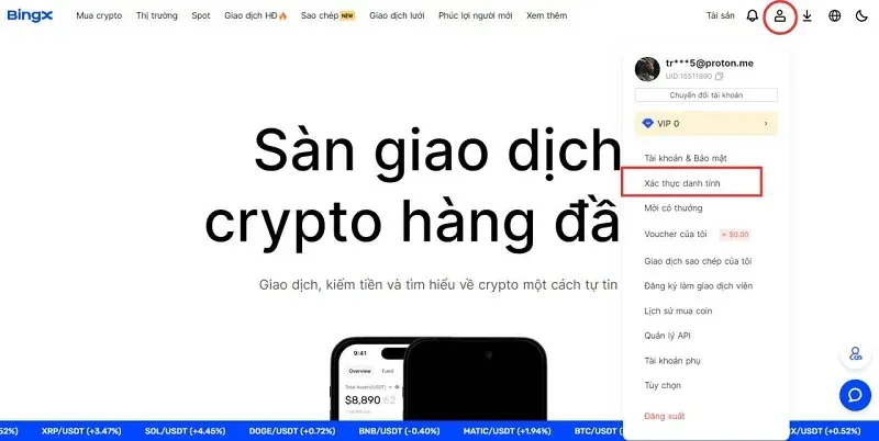 Hướng dẫn xác minh danh tính KYC trên sàn BingX