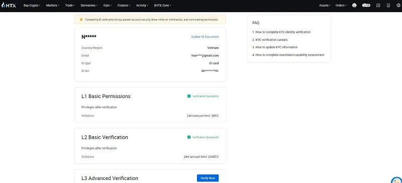Hướng dẫn cách đăng ký sàn Huobi (HTX) chi tiết nhất 2024 xác minh cấp độ 3
