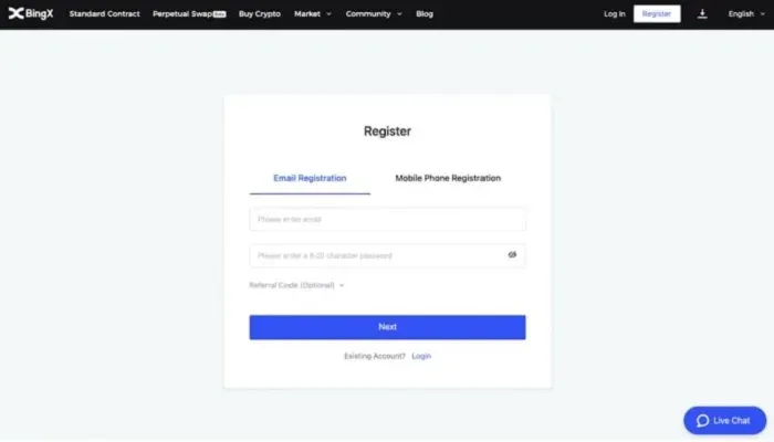 Hướng dẫn mở tài khoản sàn BingX trên máy tính