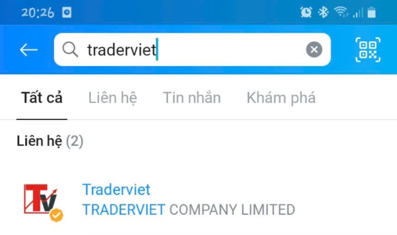 tìm traderviet trên zalo