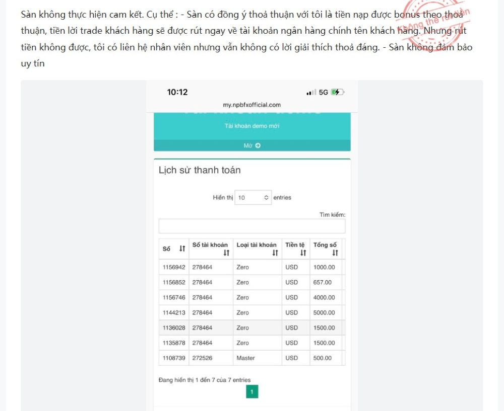 Sàn NPBFX lừa đảo? Sự thật bất ngờ mà nhà đầu tư cần biết Bonus ảo Sàn Npbfx