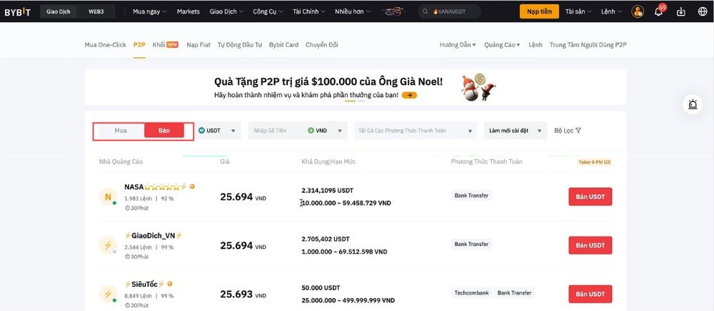 Bán coin để rút tiền