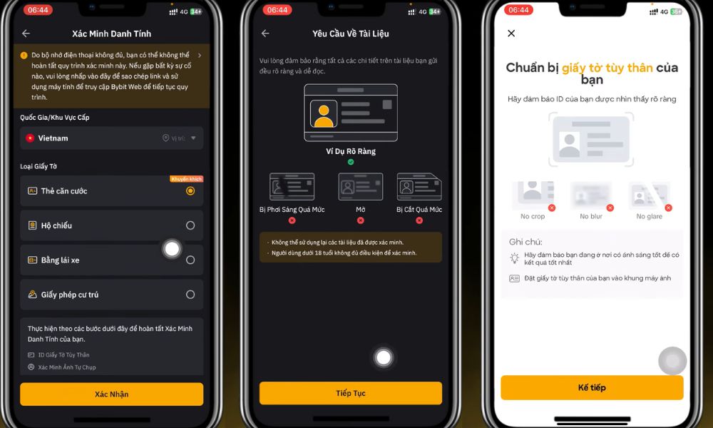 Chọn giấy tờ xác minh và xem hướng dẫn