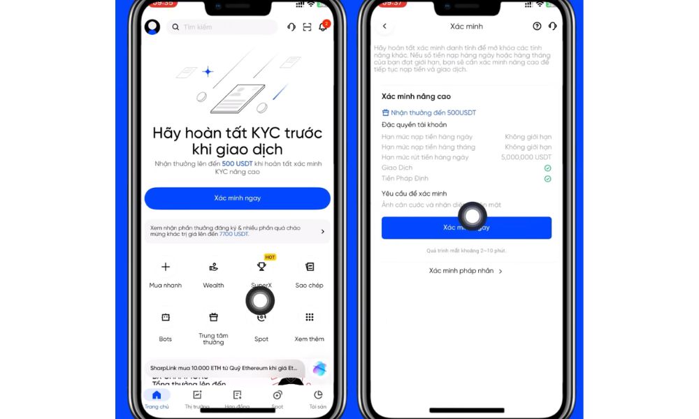 Chọn xác minh tài khoản
