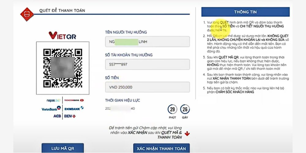 Chuyển khoản theo hướng dẫn