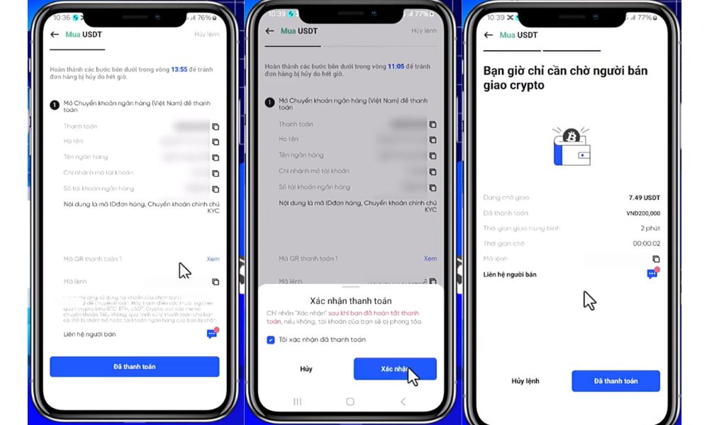 Chuyển khoản và đợi xác nhận