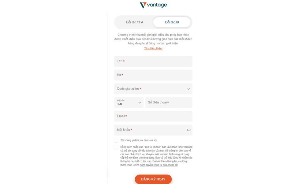 Chương trình IB Vantage là cơ hội hợp tác và kiếm thu nhập thụ động Đăng ký làm IB sàn Vantage