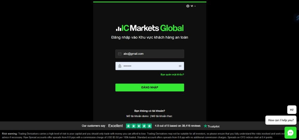 Đăng nhập vào tài khoản IC Markets