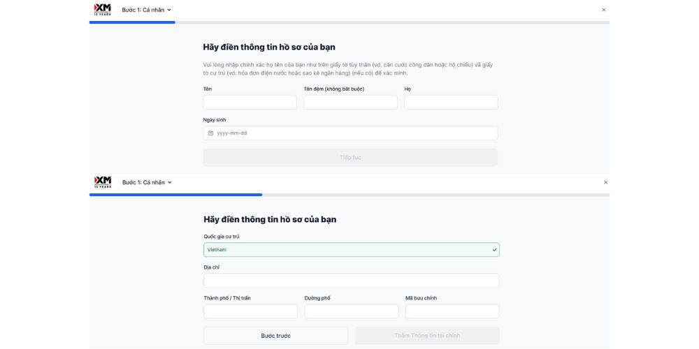 Điền thông tin hồ sơ