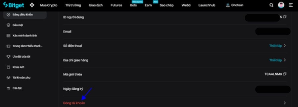 Hướng dẫn đăng ký Backcom sàn Bitget, tối ưu lợi nhuận cho nhà đầu tư Đóng tài khoản Bitget