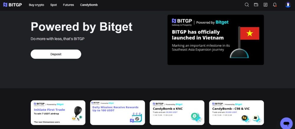 Sàn BitGP lừa đảo hay uy tín? Tất tần tật về BitGP dành cho người mới Giao diện website sàn BitGP
