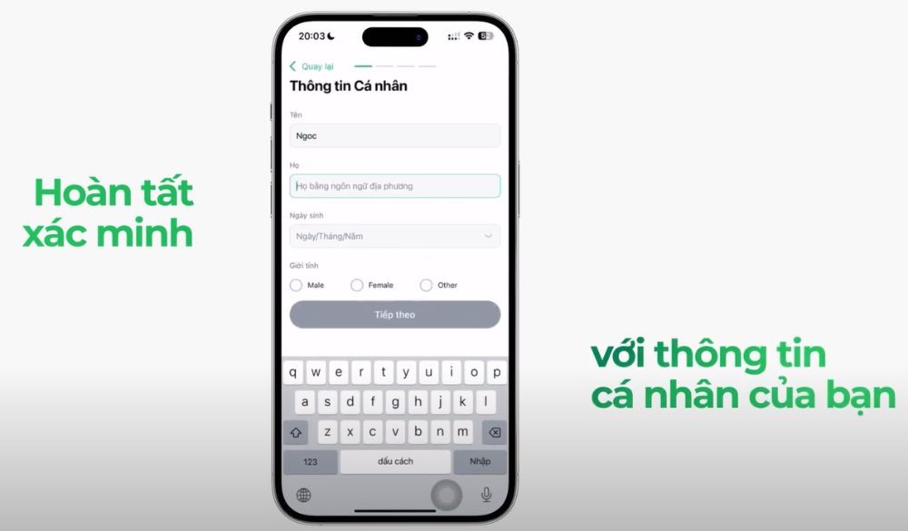 Hoàn tất thông tin cá nhân