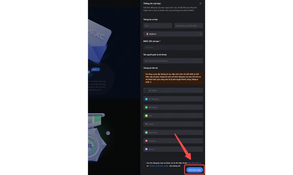 Hướng dẫn trở thành IB MEXC: Cách kiếm hoa hồng tối đa từ sàn Hoàn thành biểu mẫu