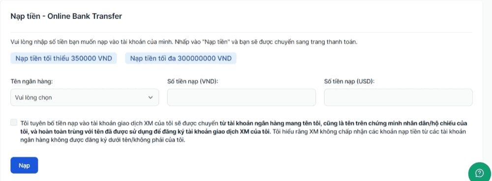 Nhập các thông tin cần thiết