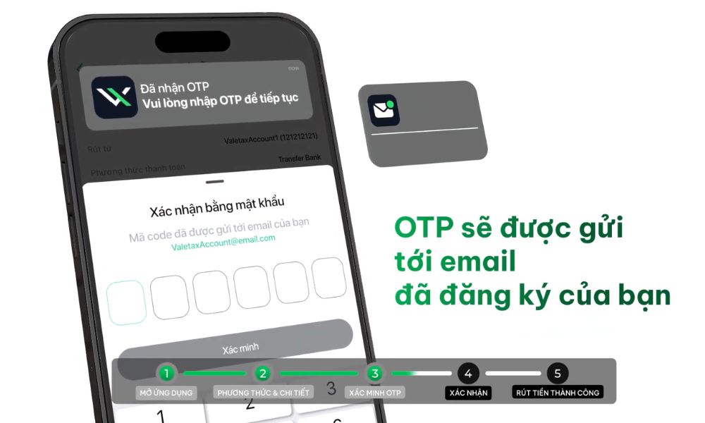 Nhập mã OTP từ Valetax