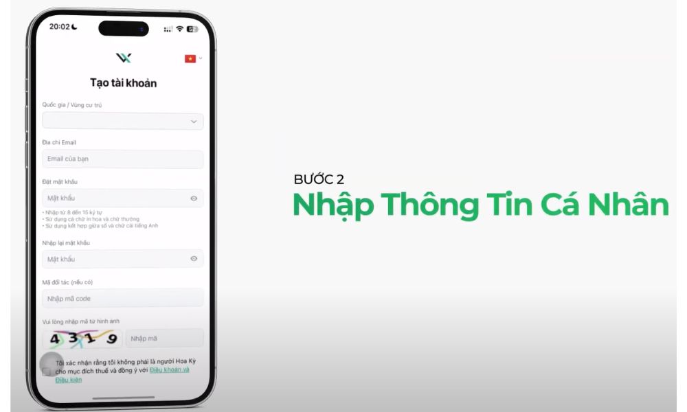 Nhập thông tin tài khoản
