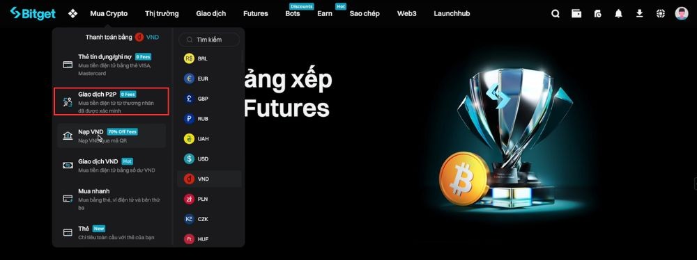 Rút tiền bằng giao dịch P2P