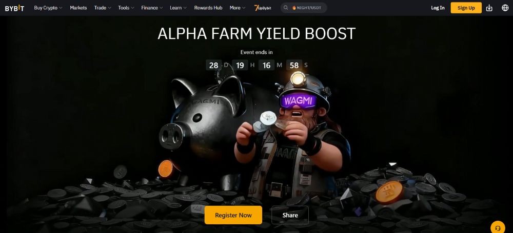 Alpha Farm Yield Boost Bybit: Chia sẻ 300.000 USDT phần thưởng Sự kiện Alpha Farm Yield Boost