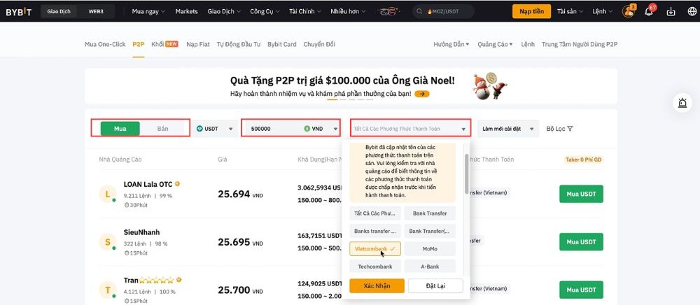 Thiết lập các thông tin nạp tiền