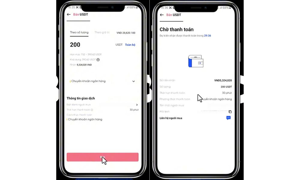 Thiết lập yêu cầu bán và đợi chuyển khoản
