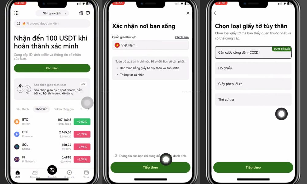 Tiến hành xác minh tài khoản