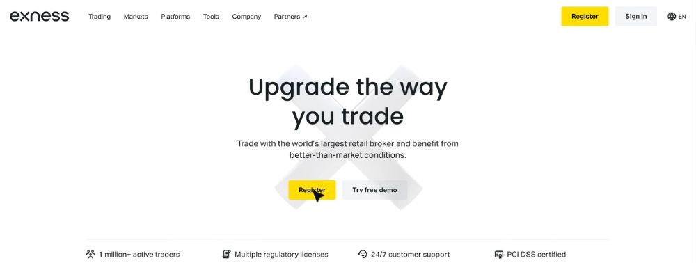 Truy cập vào website Exness