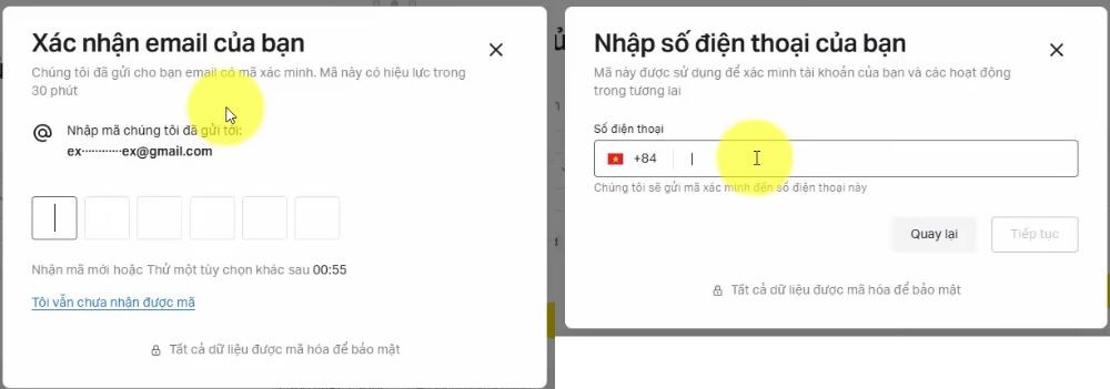Xác nhận email và số điện thoại