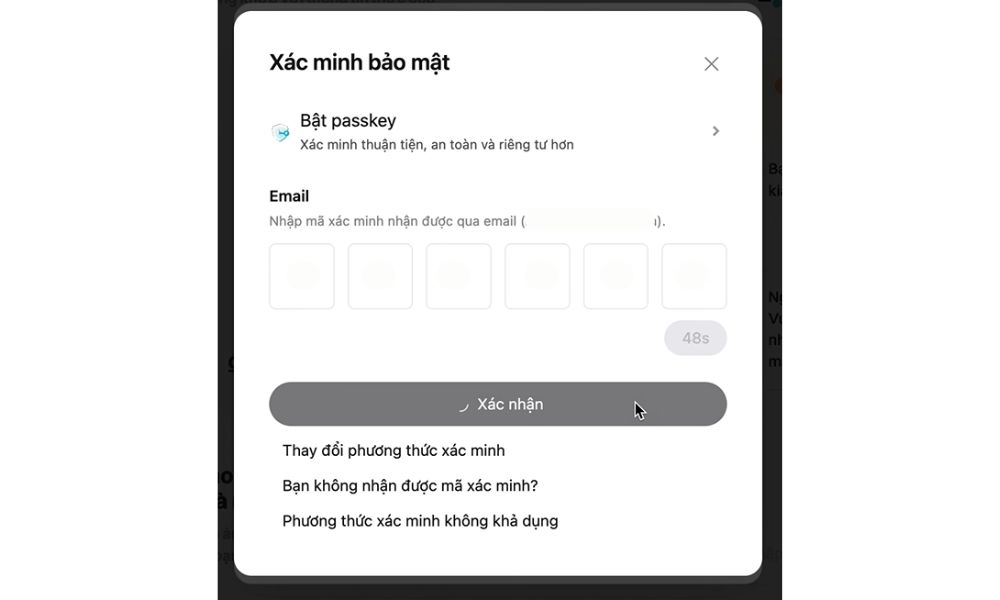 Xác nhận bằng mã OTP
