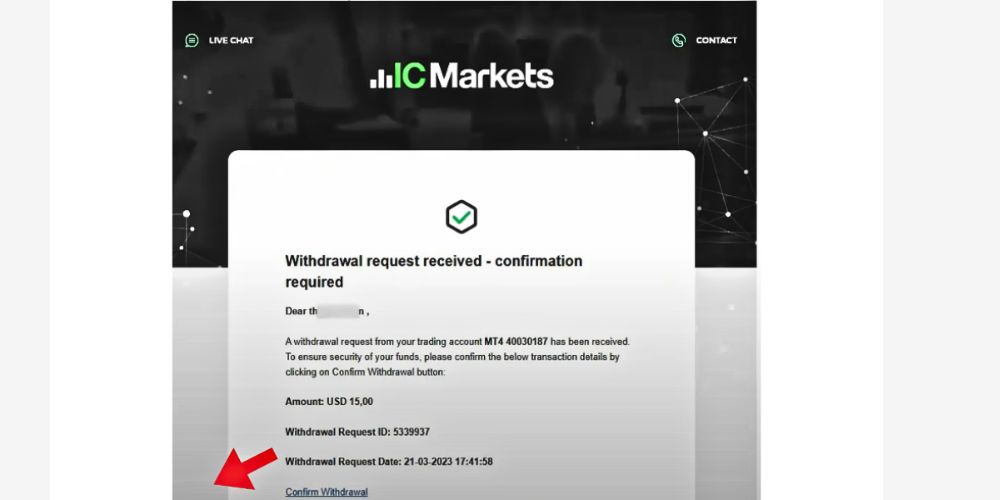 Xác nhận lệnh rút tiền