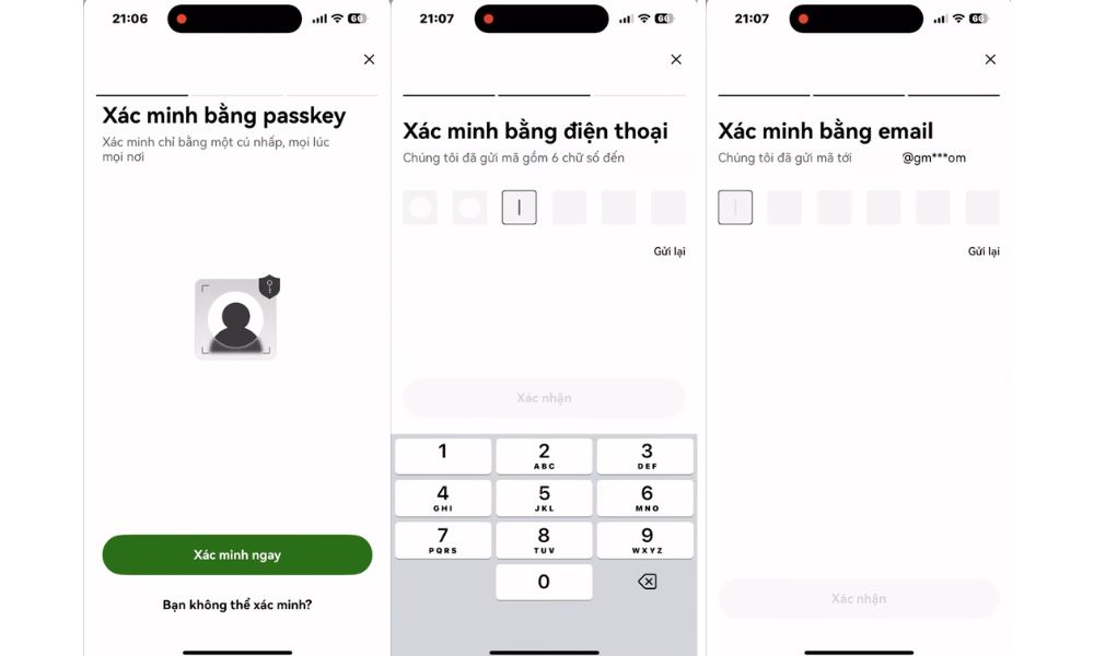 Xác thực bằng cả 3 cách