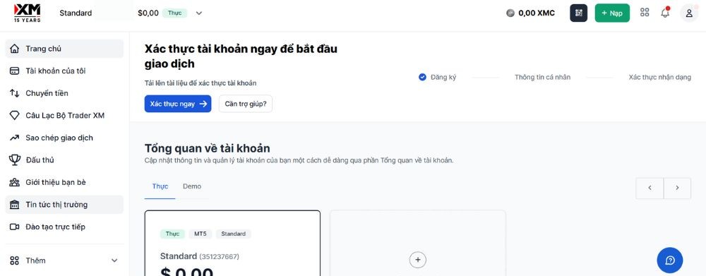 Xác thực tài khoản XM