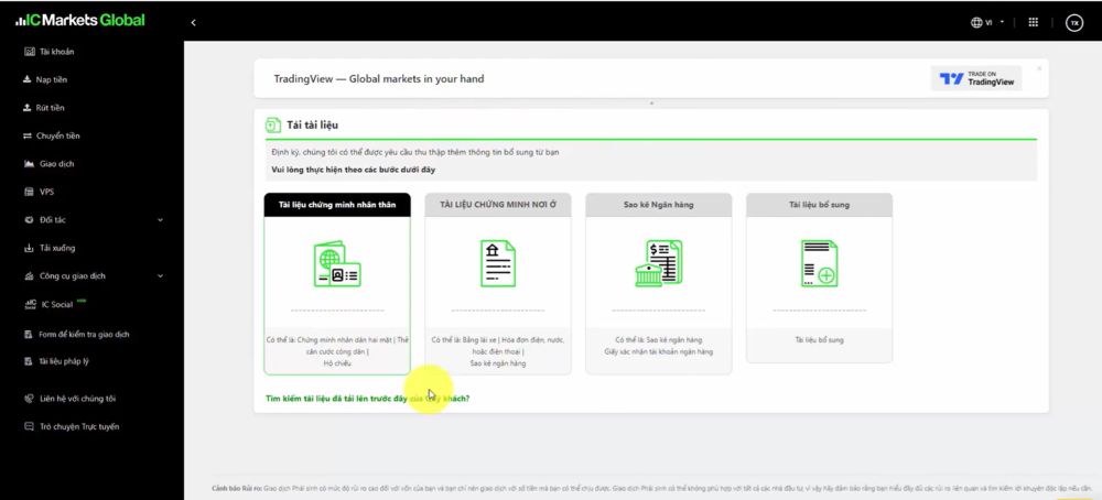 Hướng dẫn upload sao kê IC Markets khi rút tiền về ngân hàng Chọn Sao Kê Ngân Hàng Ic Markets