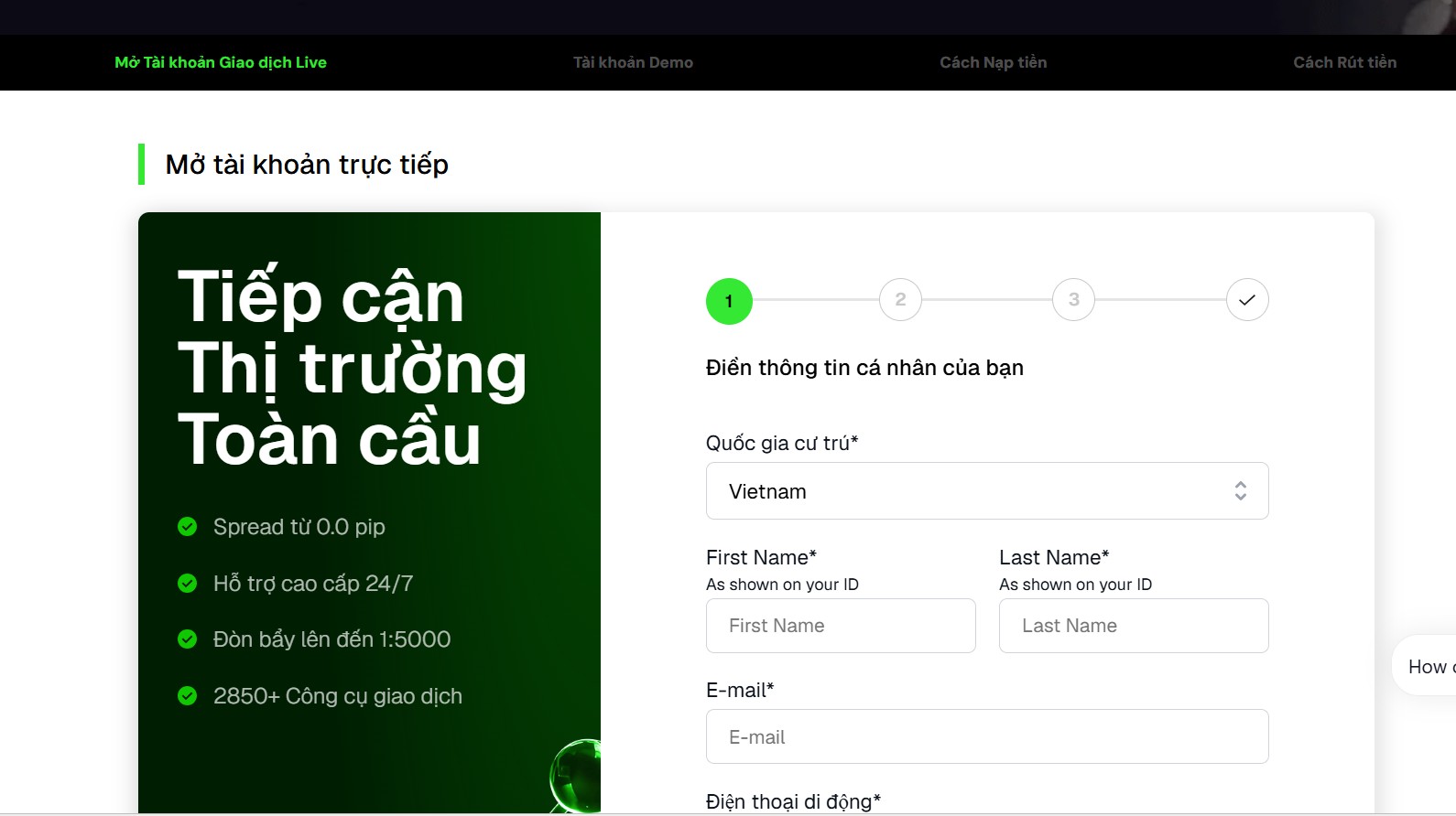 điền Thông Tin Tài Khoản Ic Markets