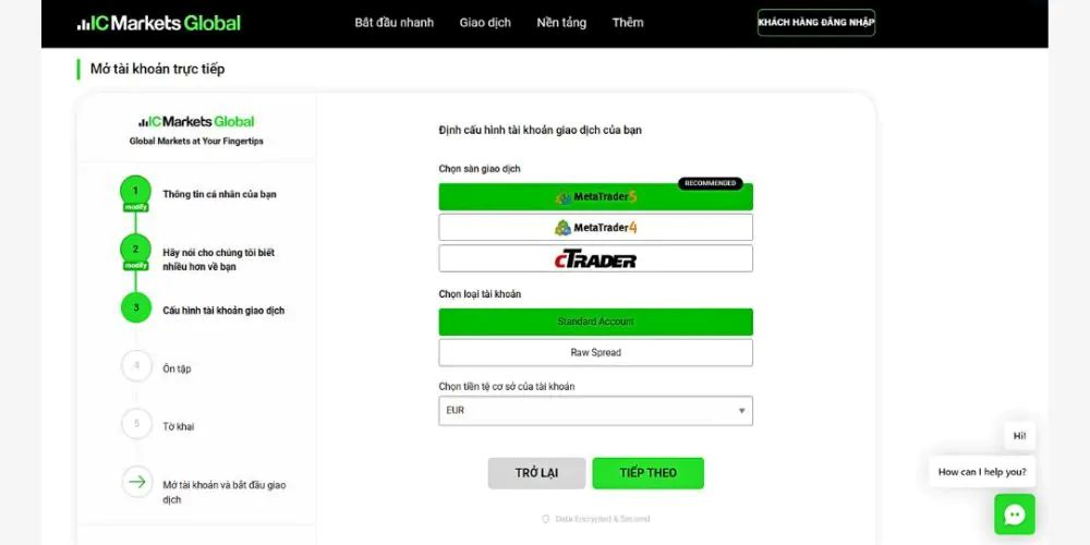Link tải MT4 IC Markets mới nhất và hướng dẫn cài đặt chi tiết Chọn Tài Khoản Giao Dịch Ic Markets